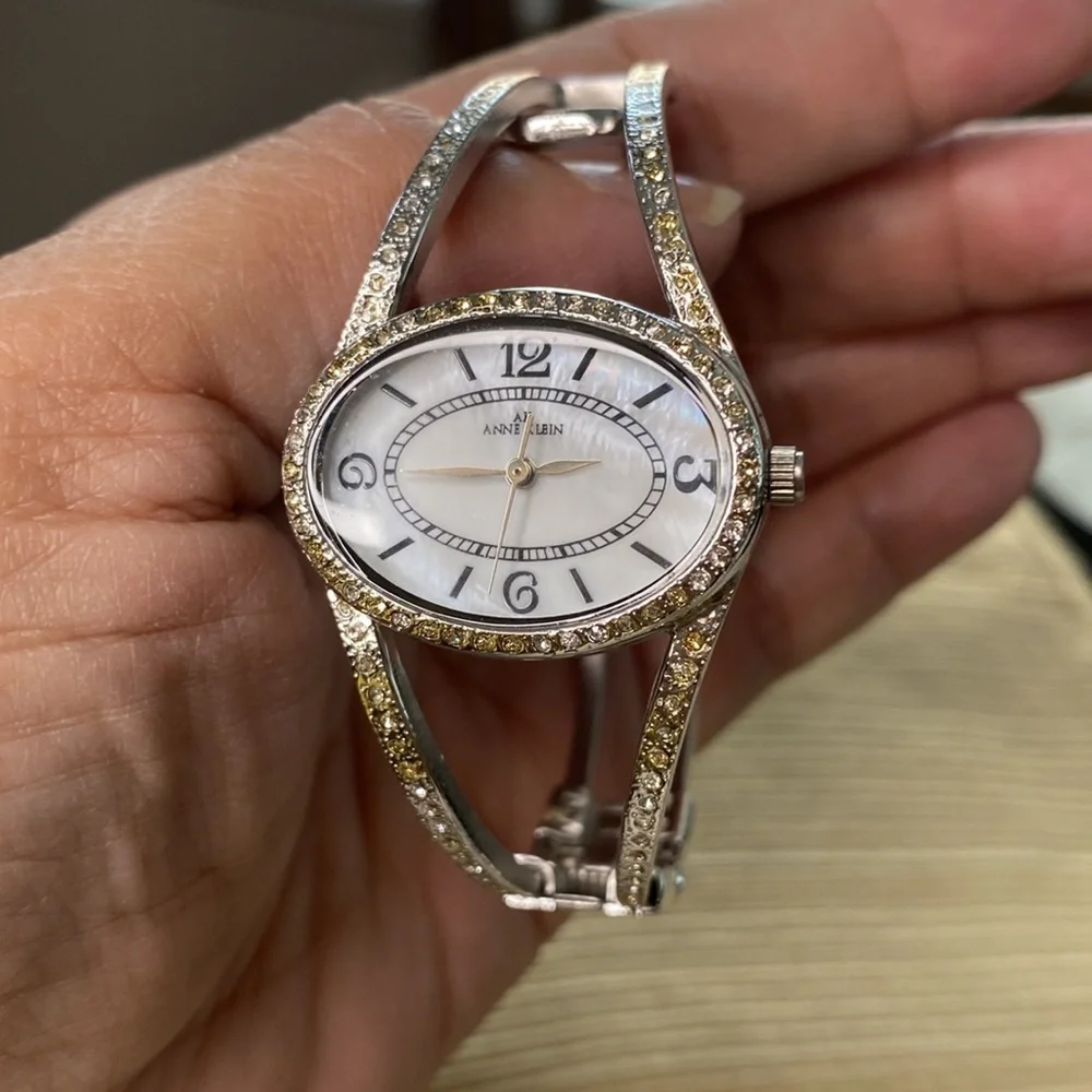 Anne Klein Stainless Steel Back Japan Movement Bracelet watch Mother of Pearl